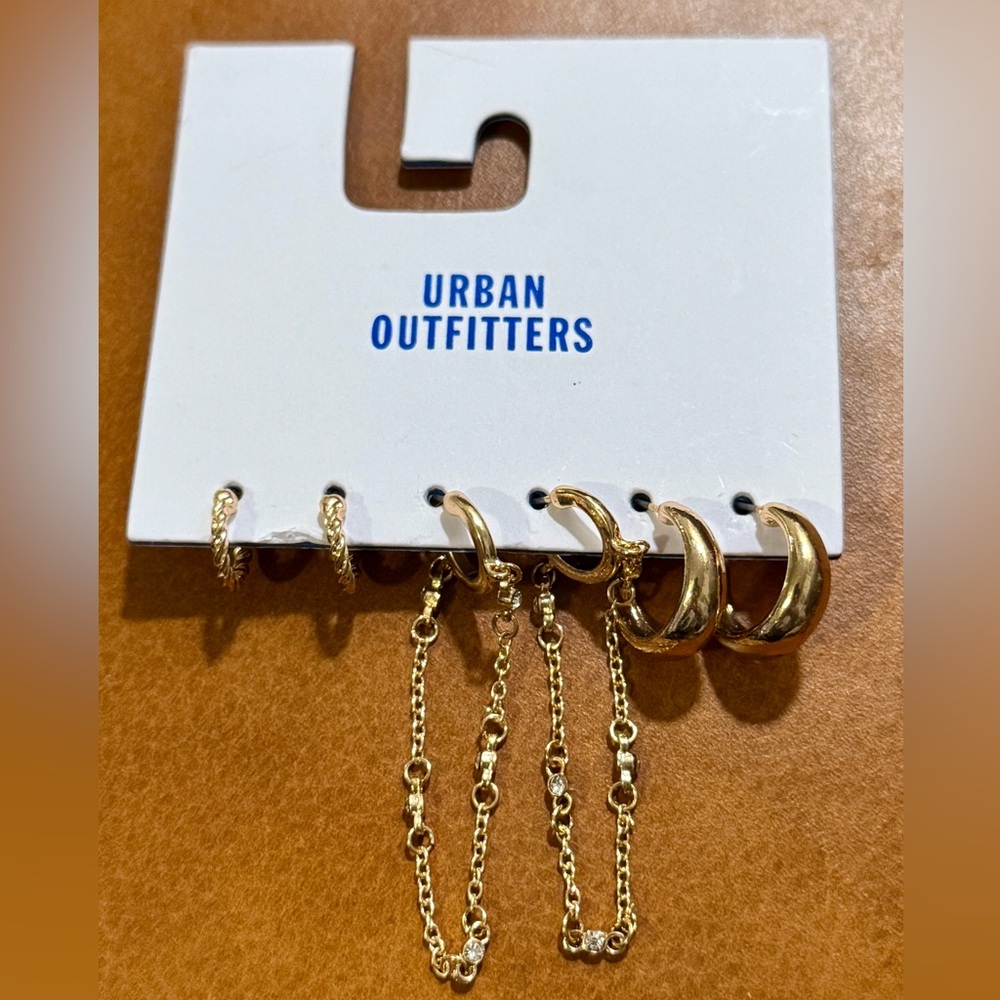 Urban Outfitters Gold Chain Hoop Earring Set of 3